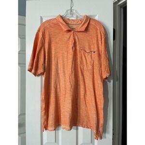 Tommy Bahama Jeans Orange Short Sleeve Henley Polo Shirt Mens XL